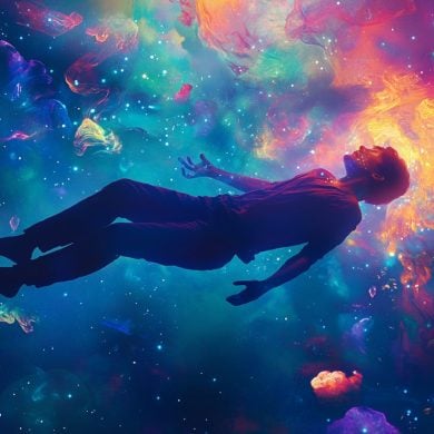 This shows a person floating in a dream.