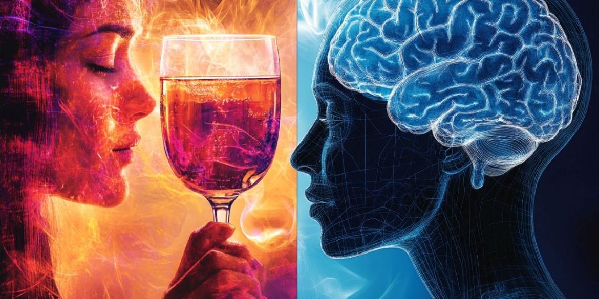 This shows a person drinking and a brain.