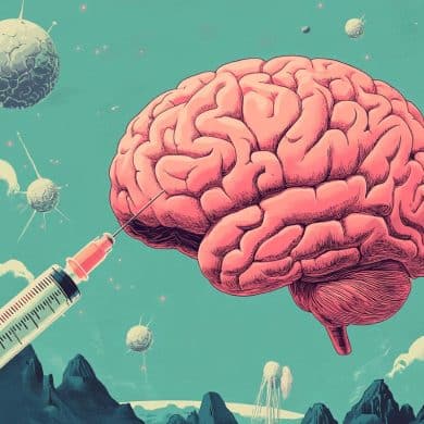 This shows a brain and a syringe.