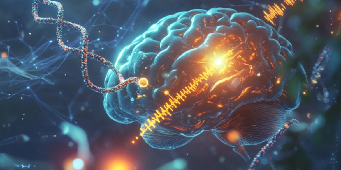 This shows a brain and DNA.