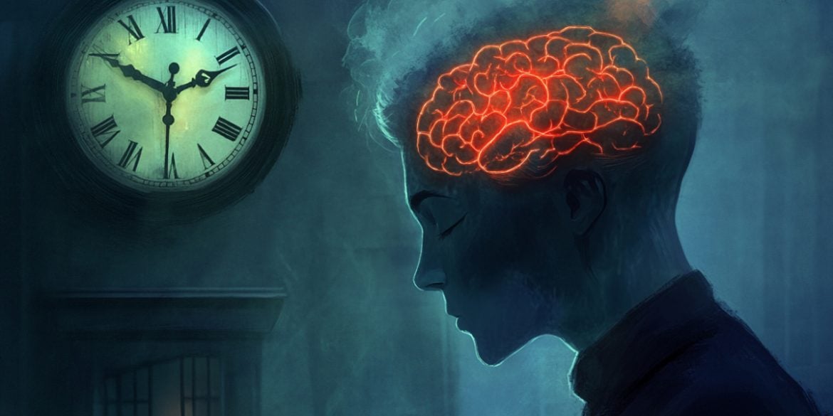 This shows a head, a brain, and a clock.
