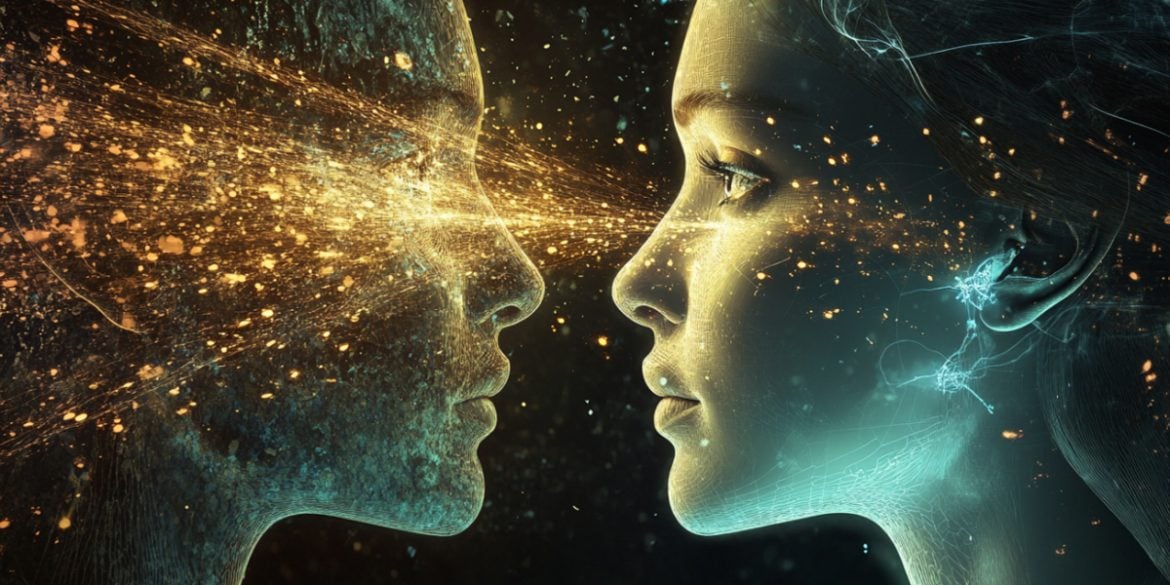 This shows two people looking at one another.