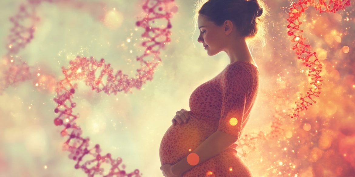 This shows a pregnant woman and DNA.