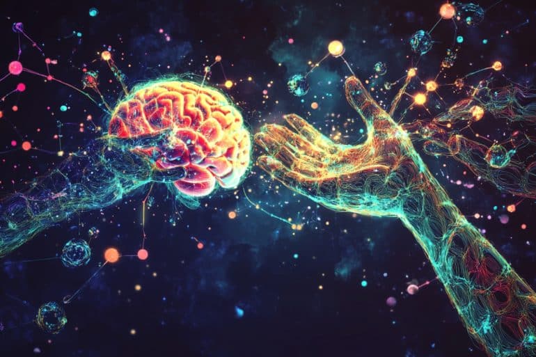 This shows a hand and a brain.