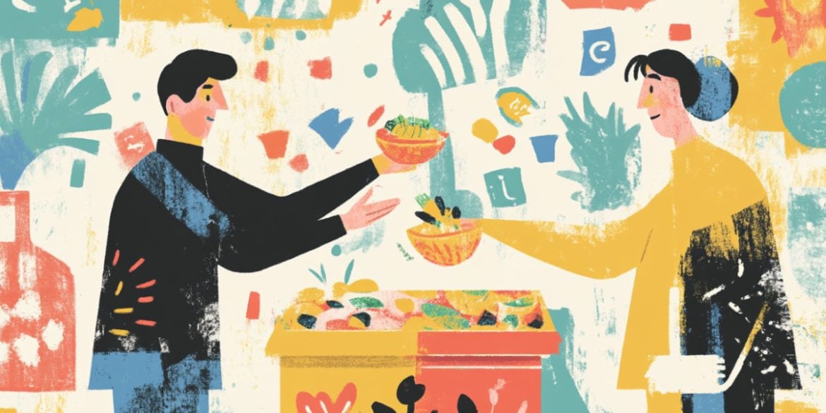 This shows a person giving food to another.