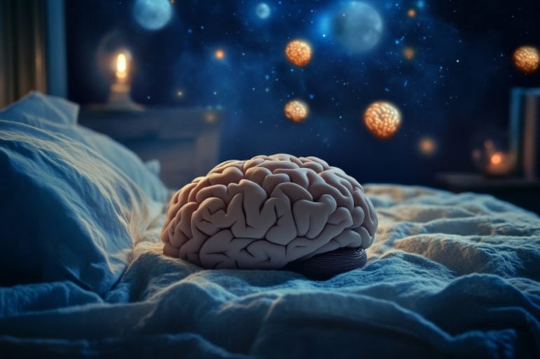 This shows a brain on a bed.
