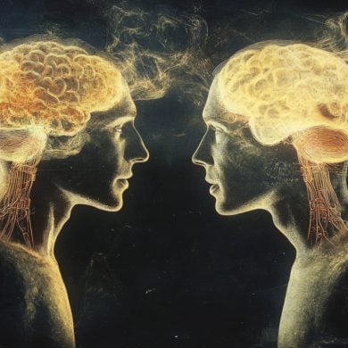 This shows two heads and brains.