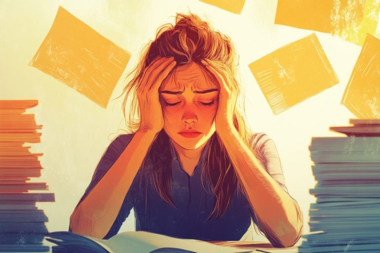This shows a stressed woman.