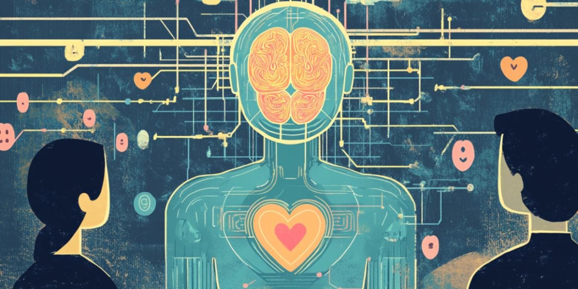 This shows a robot with a brain and heart.