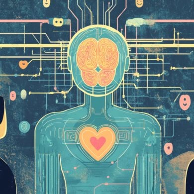 This shows a robot with a brain and heart.