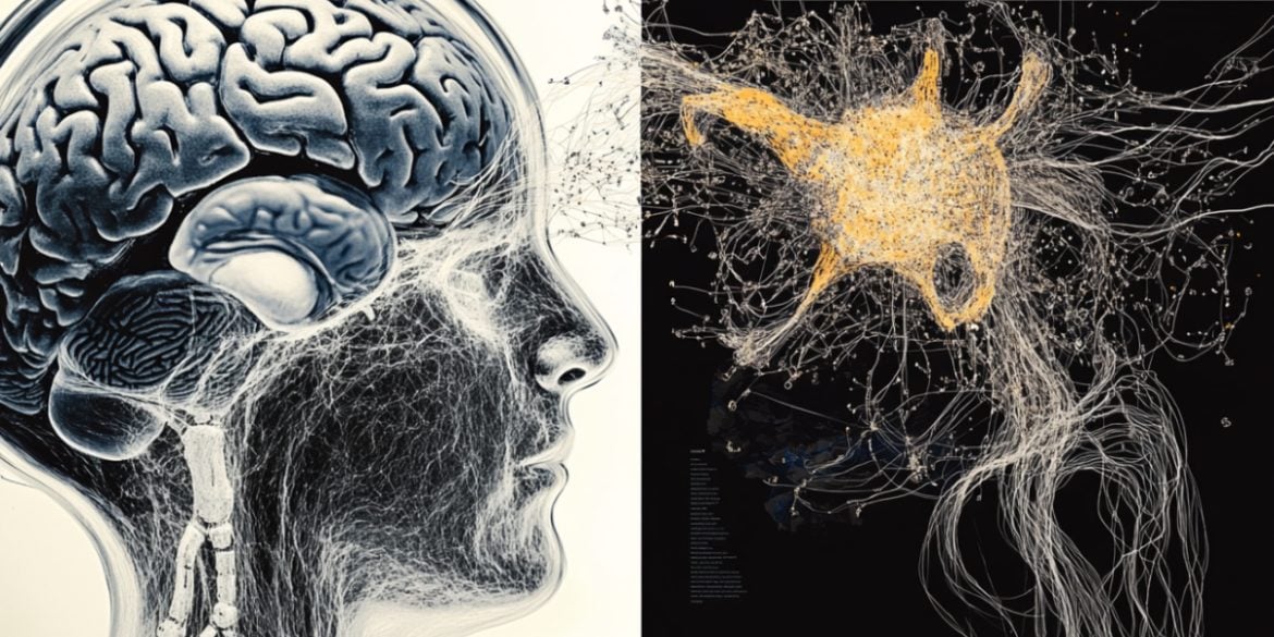 This shows a brain and neurons.