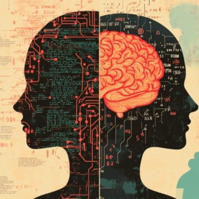 This shows two heads and a brain.