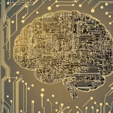 This shows a brain made of computer chips.
