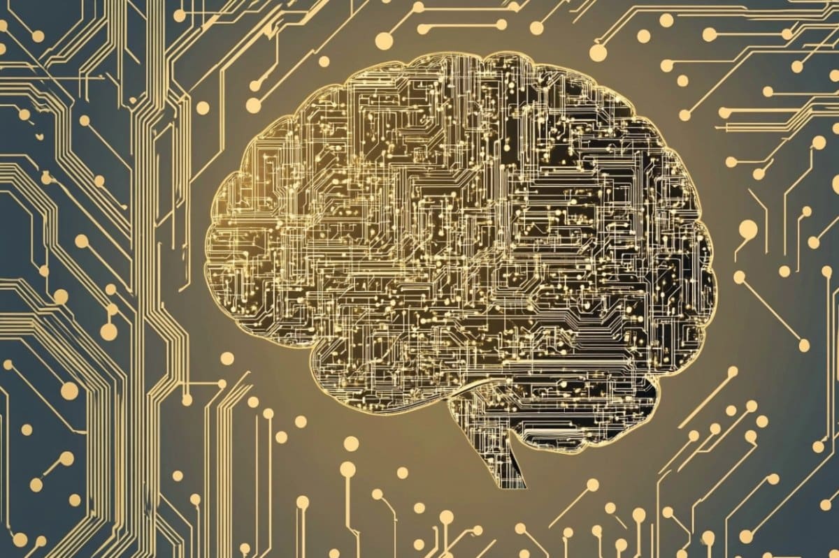 This shows a brain made of computer chips.