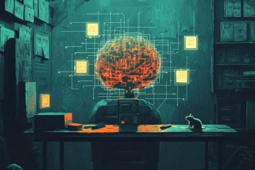 This shows a digital brain in a classroom.