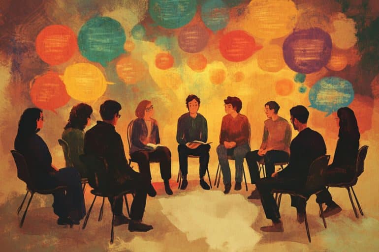 This shows a group of people,