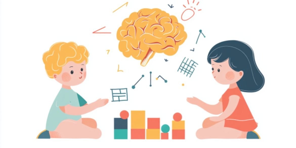 This shows two children and a brain.