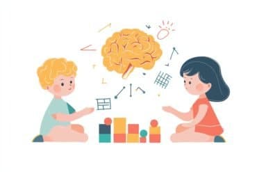 This shows two children and a brain.