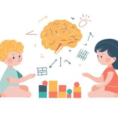 This shows two children and a brain.