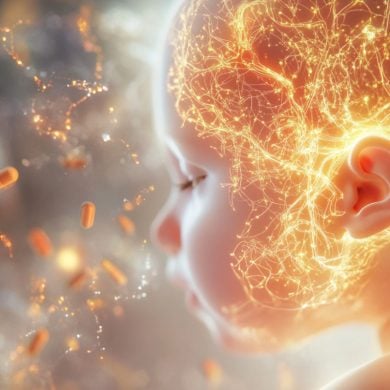 This shows a baby and a brain.