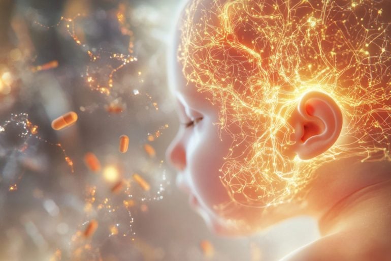 This shows a baby and a brain.