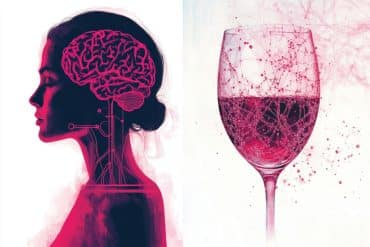 This shows a woman and a glass of wine.