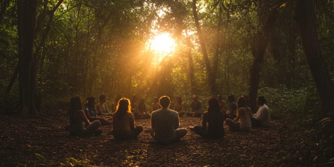 This shows people sitting in a circle.