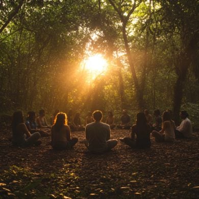 This shows people sitting in a circle.