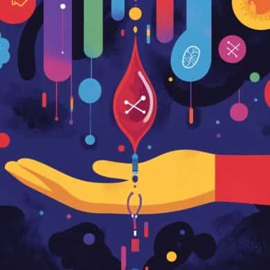 This shows a drawing of a hand, symbolizing the blood test.