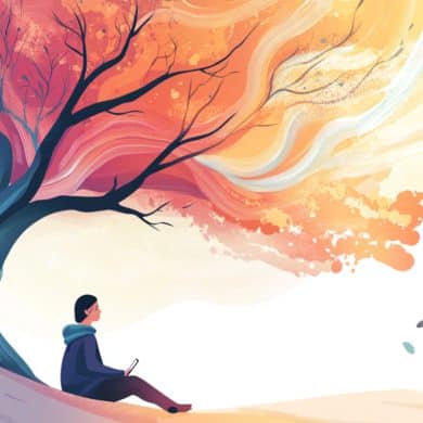 This shows a person sitting under a tree.