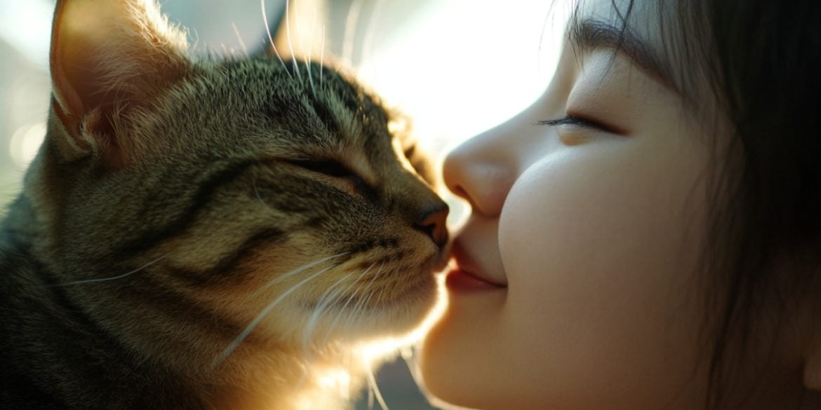 This shows a cat and its owner.