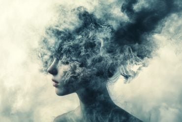 This shows a head covered by fog.