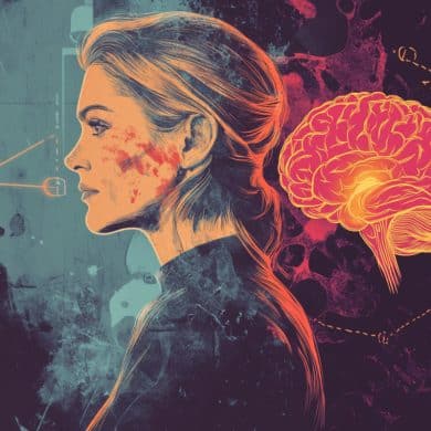 This shows a woman and a brain.