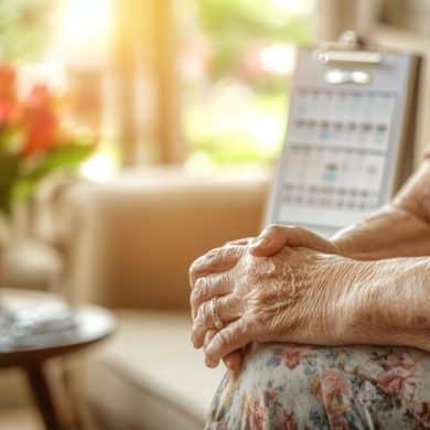 This shows an older woman's hands.