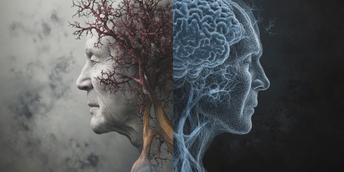 This shows two heads and a brain.
