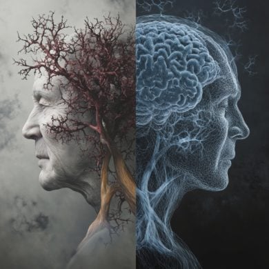 This shows two heads and a brain.