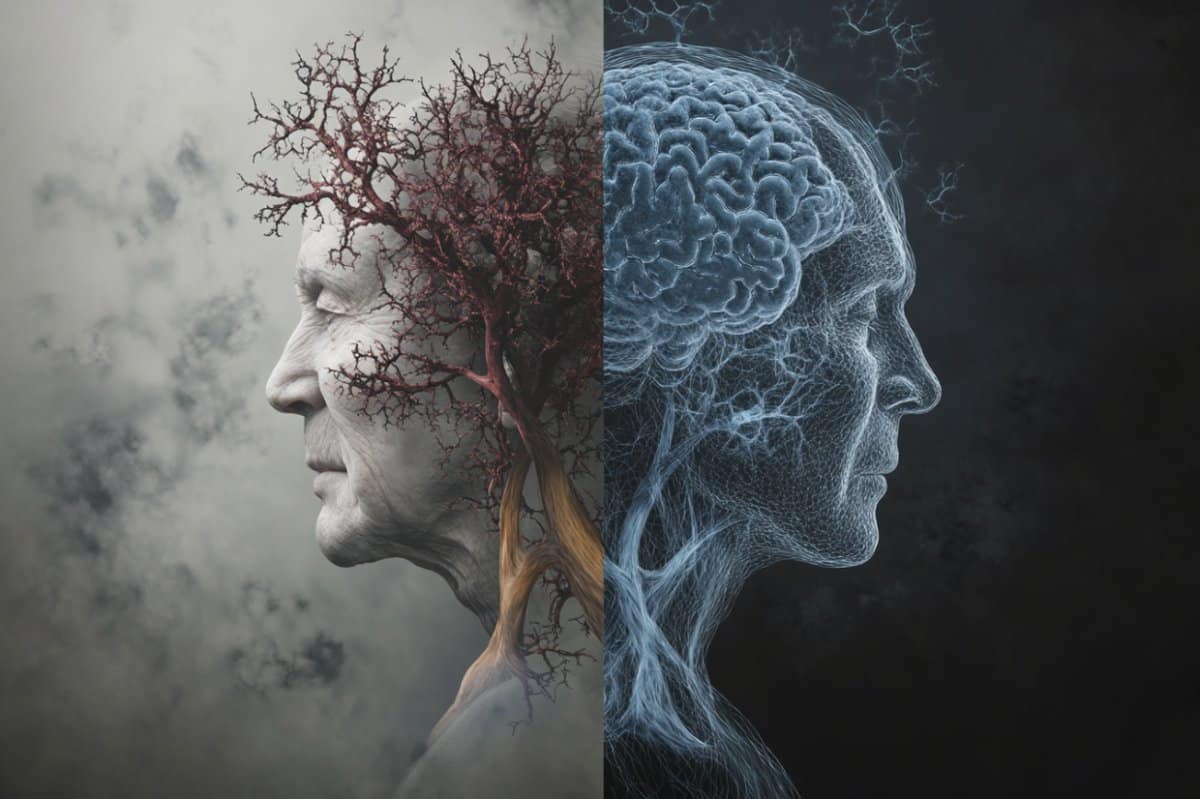 This shows two heads and a brain.