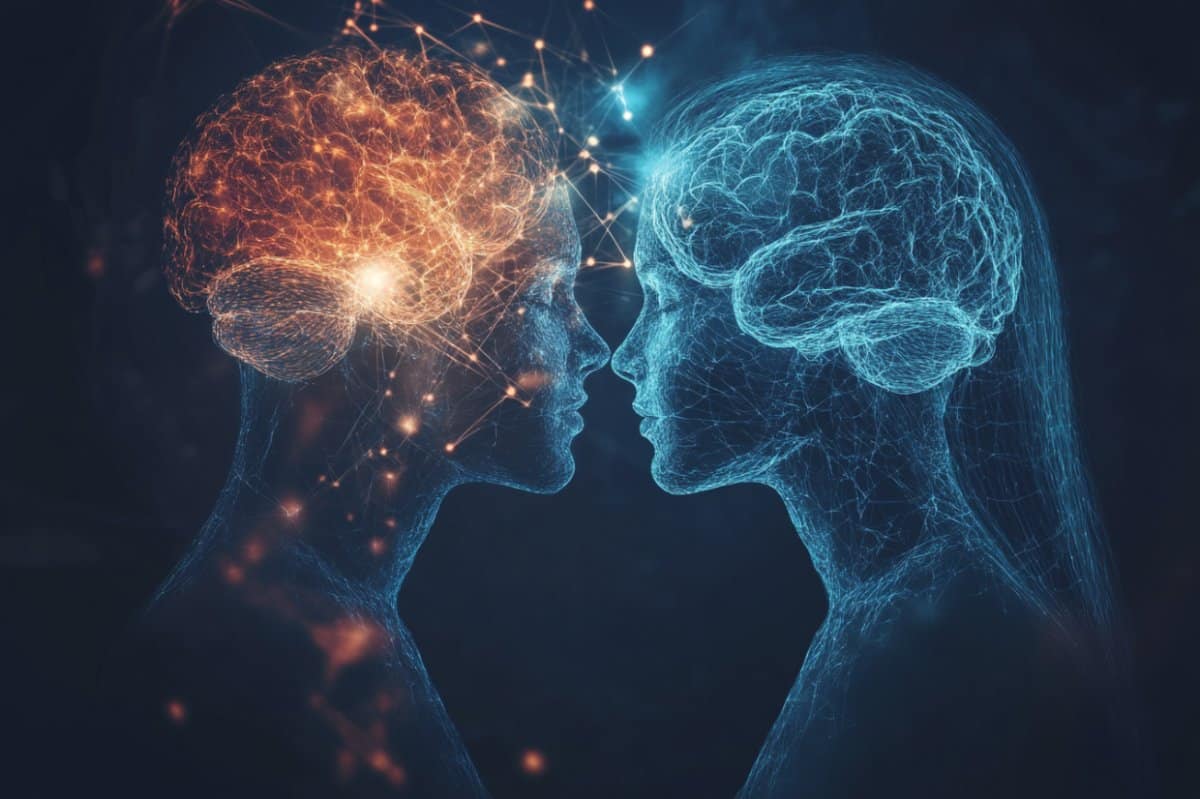 This shows brains and the outlines of people.