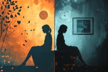 This shows two people sitting and thinking.