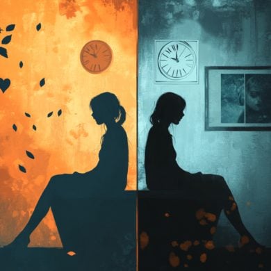 This shows two people sitting and thinking.