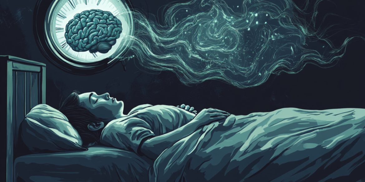 This shows a brain and a person sleeping.