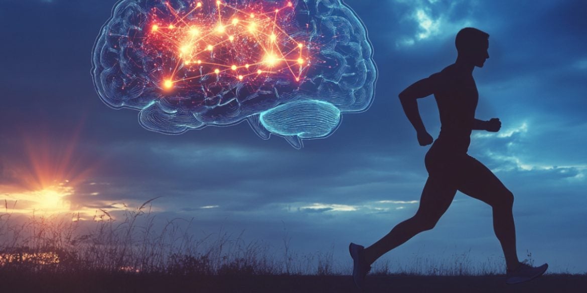 This shows a person running and a brain.