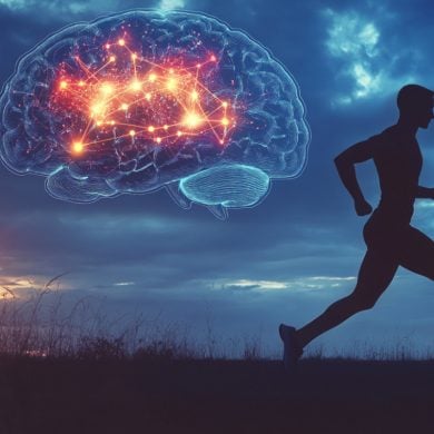 This shows a person running and a brain.