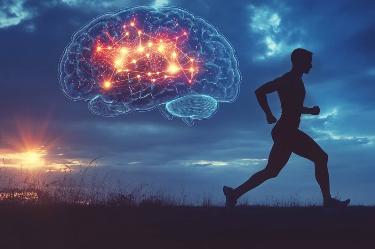 This shows a person running and a brain.