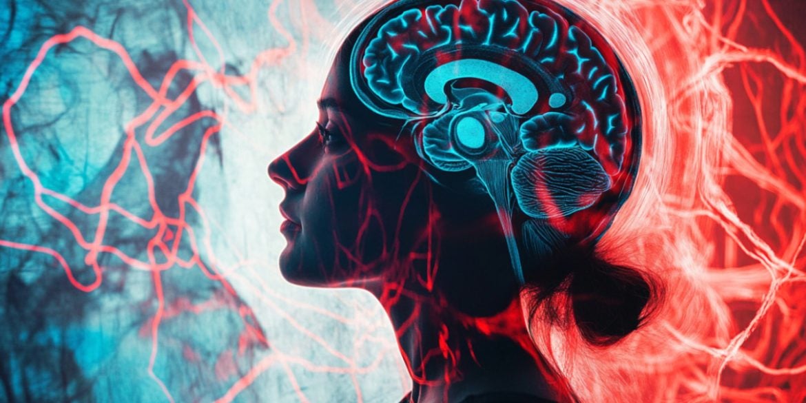 This shows a woman's head and a brain.