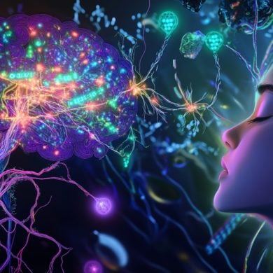 This shows a woman and a brain.