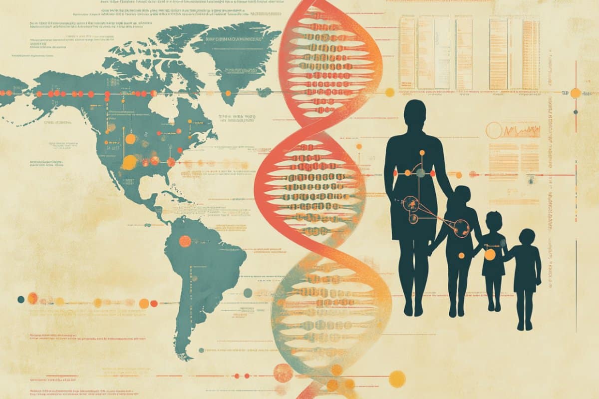 This shows a mom and her kids, and DNA.