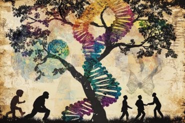 This shows people, a tree, and DNA.