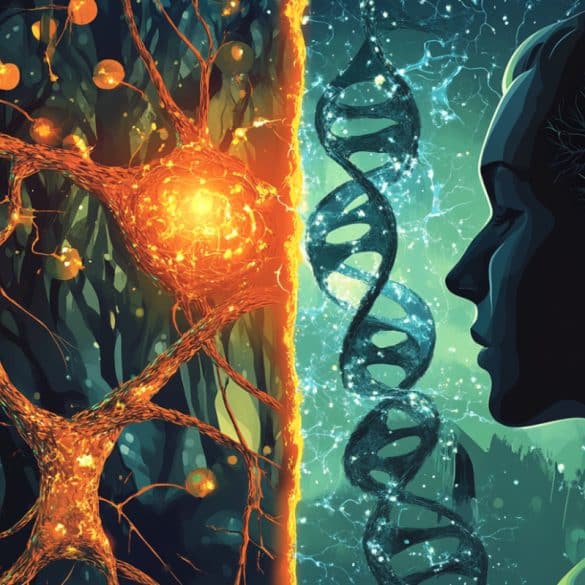 This shows DNA, neurons, and a head.