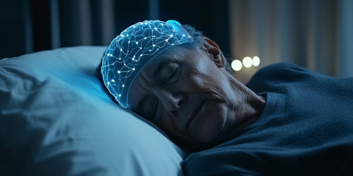 This shows an older person sleeping.